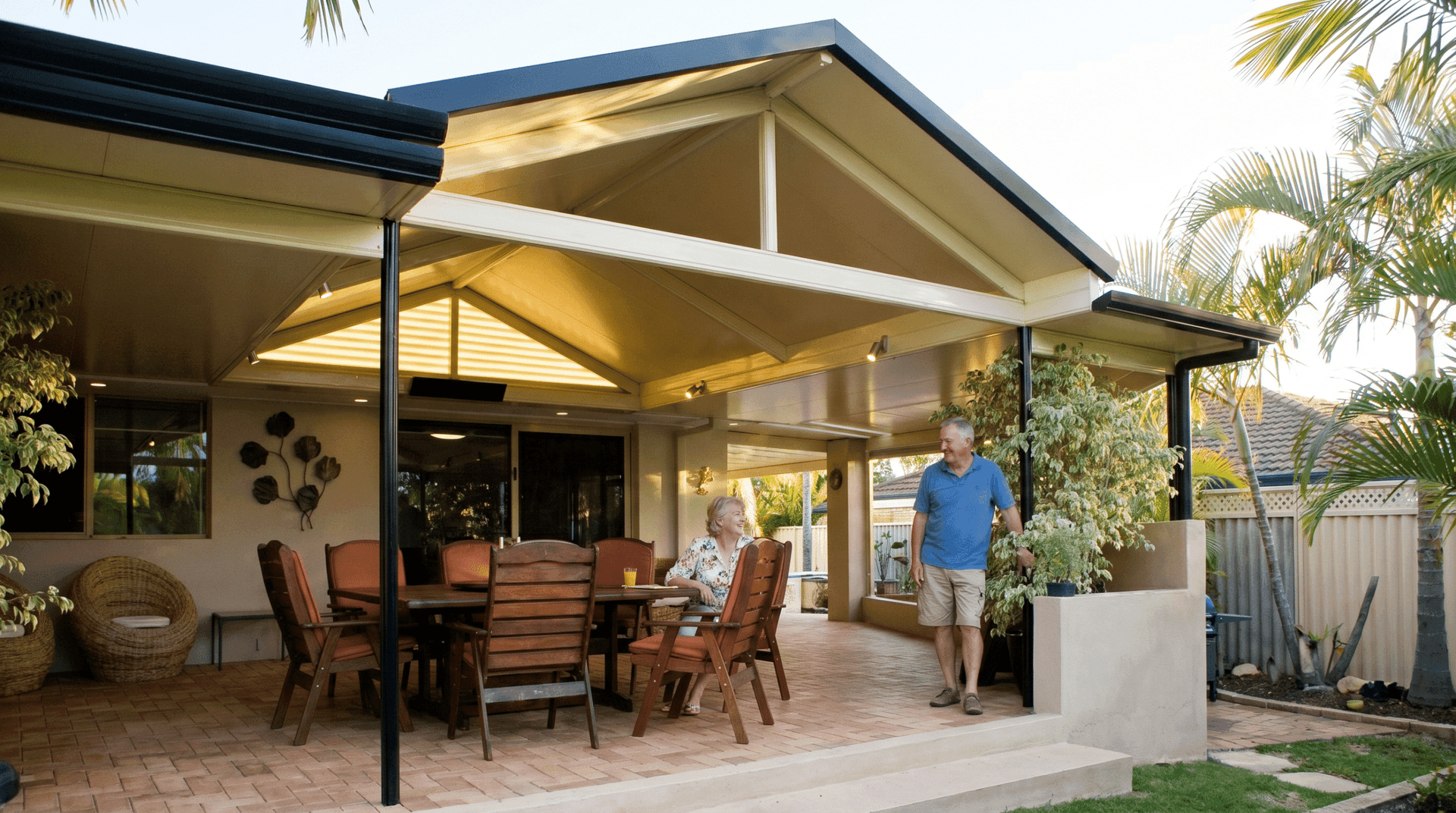 Gable-roof steel patio built by The Patio Factory in Perth